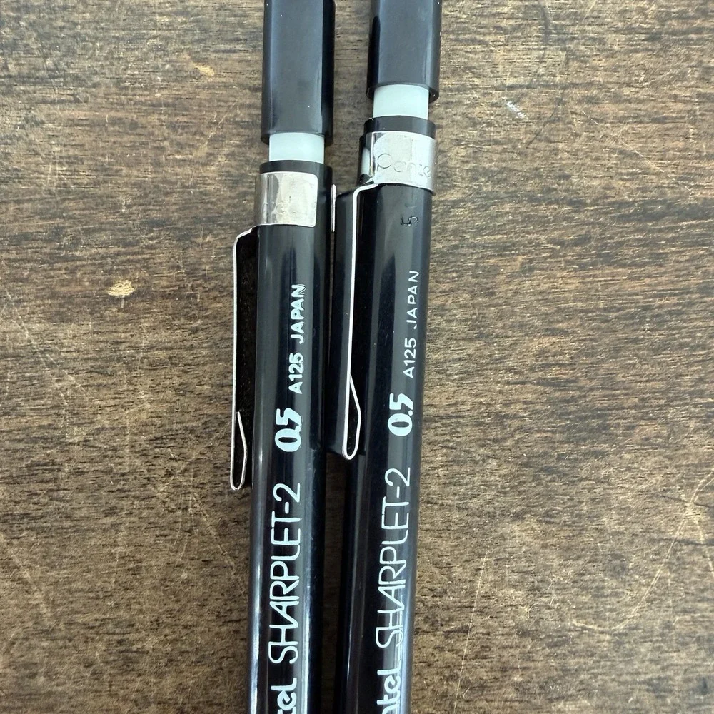 Lot 2 Pentel Sharplet-2 A125 0.5mm Mechanical Pencils Japan Vintage Black‎